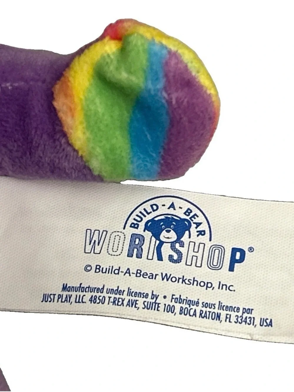 Build-A-Bear Purple Unicorn Plush with Rainbow Accents and Silver Horn